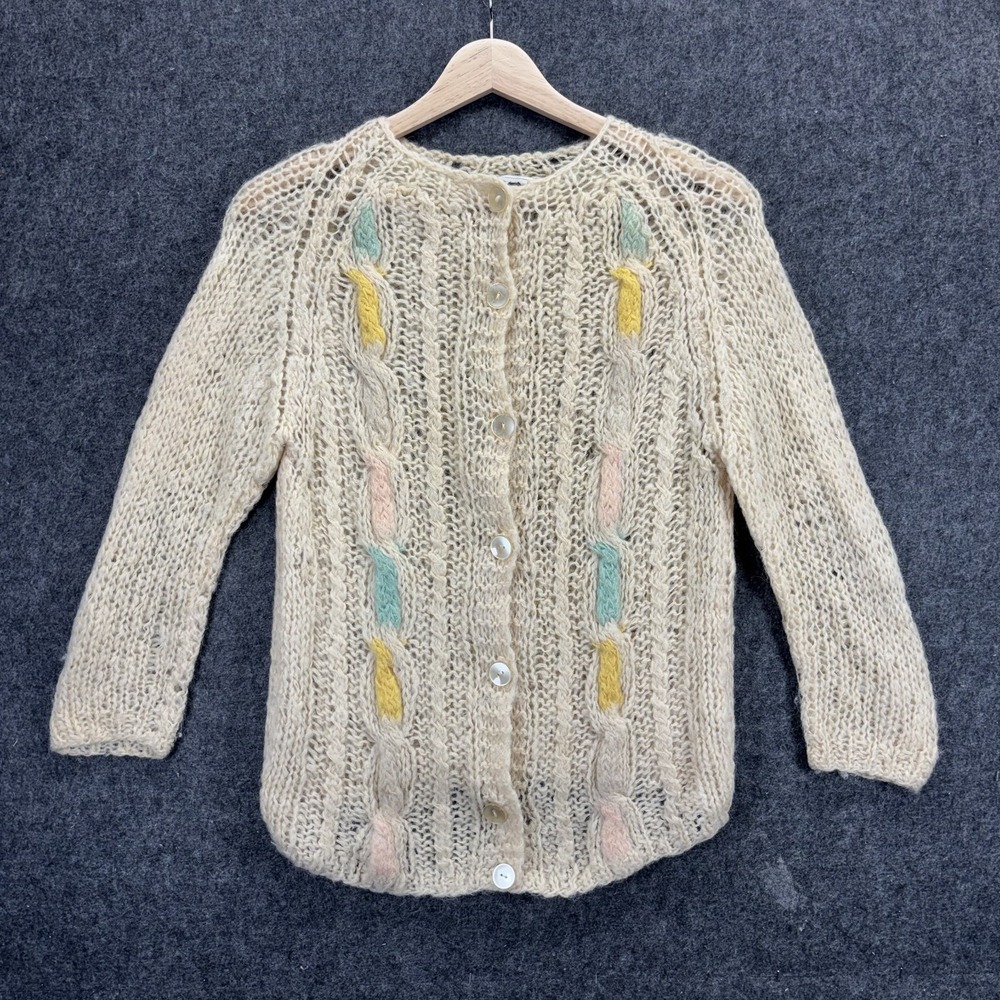 Vintage 1960s Knit Mohair Sweater Womens XS 16x25 Italy